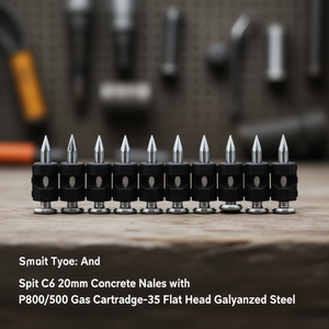 Chiodi per Calcestruzzo Spit C6 20mm con Cartuccia Gas P800/500 - Testa Piatta 35 in Acciaio Zincato - Product Image 3