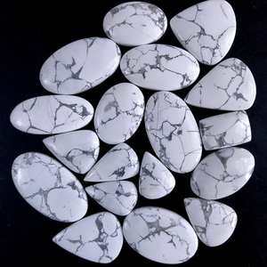 Howlite ธรรมชาติ 100% Cabochon Flatback พลอยแท้หลวมมีค่าสําหรับเครื่องประดับทํารูปร่างและขนาดผสมในราคาจํานวนมาก - Product Image 3