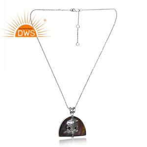 Hot Selling 925 Sterling Silver Natural <b>Tiger</b> <b>Eye</b> Iron Gemstone Pendant Necklace Custom <b>Jewelry</b> Manufacturer - Product Image 1