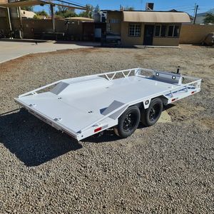 Remolque Utilitario de Aluminio de 7x14 pies con Plataforma Plana, Rampa y Barandas Laterales, Remolque de Carga de Doble Eje, Carga Útil Máxima de 1001-2000 kg - Product Image 5