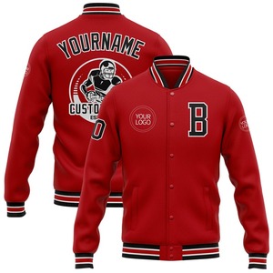 Blouson aviateur personnalisé rouge noir-blanc veste Varsity Letterman coupe-vent streetwear veste Varsity vintage pour homme - Product Image 1