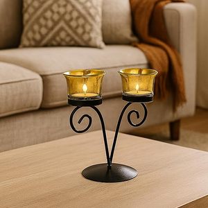 Meilleure vente, bougeoir en métal haut de gamme, design élégant à 2 bras, support de bougie pour Noël, Pâques, anniversaire - Product Image 2