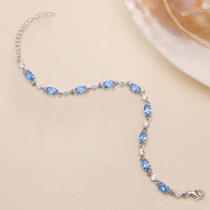 Bracelet Hallmark en argent rhodié avec aigue-marine, diamant, opale et zircon, motif numérique tendance pour fêtes et mariages - Product Image 2