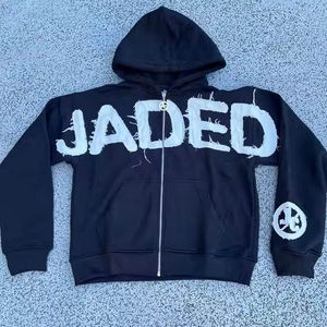 Meilleure qualité Streetwear hommes en détresse broderie à capuche tissu éponge 100% coton matériel léger Logo personnalisé - Product Image 6