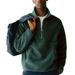 Jersey de lana polar con media cremallera para hombre con estampado digital de logotipo bordado OEM, ropa de calle, chaqueta holgada de otoño con bolsillo - Product Image 4