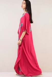 2024 été en gros Maxi robe pour femmes à manches longues coton tissu Style Simple imprimé plage élégant Boho tenue décontractée - Product Image 4