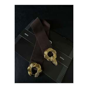 Ceinture élastique pour femme avec boucle dorée, ceinture pour veste, ceinture pour chemise, ceinture pour robe - Marron - Product Image 2