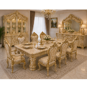 Colección de Muebles de Comedor de Lujo Estilo Versalles, Juego de Comedor Versalles de Diseño de Lujo Hecho a Mano en Madera de Teca Sólida - Product Image 1