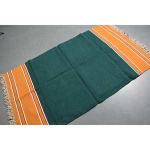 Alfombra Turca Vintage de 3.6x6 pies, Alfombra Decorativa, Alfombra con Borde Verde - Product Image 1