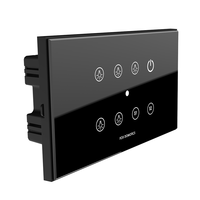 Sakelar Sentuh WiFi Pintar 4-Gang Kualitas Terbaik Panel Kaca Tempered Berperingkat IP40 12A 240V Kontrol Suara Google Assistant Alexa Fox