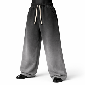 Pantalones de chándal anchos de algodón para hombre, estilo vintage, lavados, negros, de corte holgado, joggers oversize, streetwear, con logo personalizado - Product Image 1