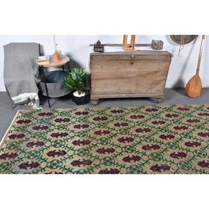 Alfombra clásica de lana de retazos verde Beige 4,7X9,8 pies diseño Aubusson turco para sala de estar pasillo de noche rectángulo de látex - Product Image 2