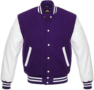 แจ็กเก็ตหนังทำจากผ้าขนสัตว์ตัวยาวสำหรับวิทยาลัยเบสบอลทีมฤดูหนาว - Product Image 3