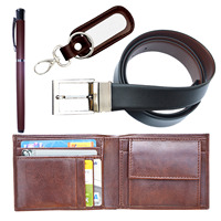 Ceinture réversible marron 4-en-1 en similicuir de qualité supérieure Logo personnalisé Cadeau de Noël Combo Pack Simple Classy Look Made India Education