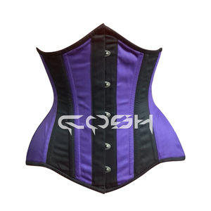 Corsés de Algodón Negros y Morados con Cintura Ancha y Curvas Extremas, Debajo del Busto |   Faja Reductora de Cintura y Abdomen con Soporte de Busto - Product Image 5