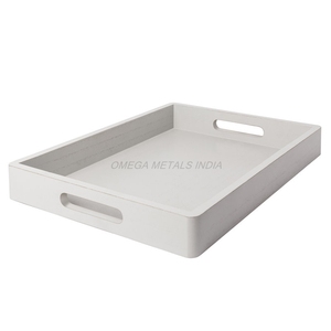 ถาดไม้สีขาวแบบชนบทพร้อมด้ามจับที่ทันสมัยถาดเสิร์ฟและแสดง - Product Image 2
