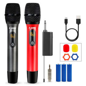 5Core <b>Wireless</b> <b>Microphone</b> Pair UHF Handheld Microfonos Inalambricos Cordless Mic RED + GRAY - Product Image 1