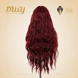 DWY Transparent Lace Front Synthetic <b>Wig</b> Long-Length Water Wavy Dyed Version Glueless - Product Image 3