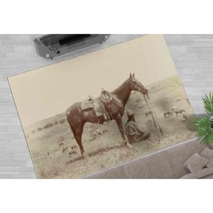 Tapis imprimé Texas Cowboy - Cadeaux personnalisés, design animal mignon, tapis moelleux à poils longs - Product Image 1