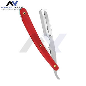 Barber Razor Professional Straight <b>Edge</b> Folding Shaving Razor Blade Swing Lock Red & Silver <b>Plastic</b> Handle Professional Barber - Product Image 6