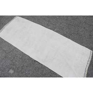 2.1x5.8 ft <b>Rug</b>, Vintage Turkish <b>Runner</b> <b>Rug</b>, White Wool <b>Rug</b> - Product Image 4