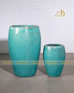 Blue-Green <b>Glazed</b> Ceramic <b>Pot</b> GL074-AQ for Home Decor for <b>Plants</b> Garden Miniature Landscapes - Product Image 2