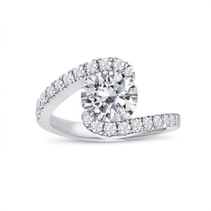 Bypass Round Shape Moissanite Engagement <b>Ring</b> - Product Image 1