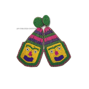 Boucles d'oreilles en perles pour femmes pour le festival de Mardi Gras avec des motifs personnalisés en vrac en gros - Product Image 3