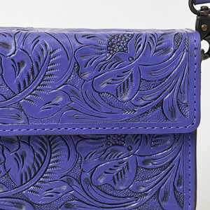Bolso cruzado de cuero Morado para mujer, hecho a mano, piel de vaca auténtica, Floral, tallado, bolso de hombro, Vintage, bohemio occidental para mujer - Product Image 4