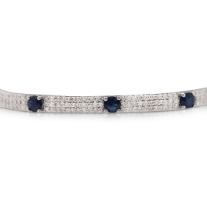 <b>Solid</b> 925 Sterling <b>Silver</b> Moissanite Diamond <b>Bracelet</b> for Women's Fashion Jewelry Blue Sapphire Pave Bangle <b>Bracelet</b> - Product Image 4