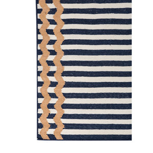 Alfombras de Lana Tejidas Planas Azules Alhambra con Patrón de Rayas para Uso Doméstico-ADWL-13291 - Product Image 4