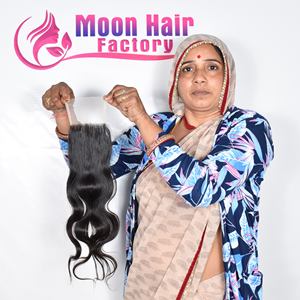 ผมแท้ธรรมชาติเกรดเรมี่จากอินเดีย ไม่ผ่านการแปรรูป  แบบ Bodywave  พร้อมปิดผม  หนังศีรษะแข็งแรง  ไม่หลุดร่วง  นุ่ม เงางาม  สำหรับส่งออก - Product Image 4