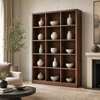 Meuble de rangement en bois moderne en forme de cube avec panneau arrière et étagère ouverte - Meuble de salon gain de place