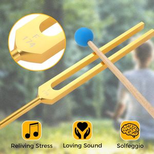 Juego de diapasones, diapasones dorados 9 para curar, relajar, fortalecer el Chakra, aliviar el estrés, mantener el cuerpo, la mente y el espíritu - Product Image 5