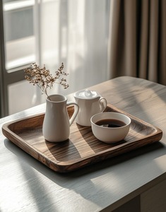 Plateaux rectangulaires en bois pour le dîner et les collations, vente en gros d'usine, plateau de service en bois avec poignées - Product Image 2