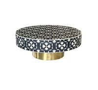 Table basse ronde moderne de luxe en os incrusté, noir/blanc, plateau en bois de haute qualité, 36 pouces, mobilier de salon personnalisable