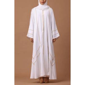 Thanh Lịch Trắng Dubai Hồi Giáo Công Chúa Trim Abaya Cho Phụ Nữ <span class=keywords><strong>2025</strong></span> Thiết Kế Với Sequin Đính Cườm Maxi Cầu Nguyện Ăn Mặc Cho Mùa Đông Áo Dài - Product Image 3