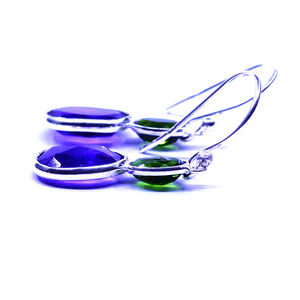 Boucles d'oreilles pour femmes faites à la main en argent sterling traditionnel 925 tourmaline verte améthyste pierres précieuses plaqué or charme pour un usage quotidien - Product Image 3