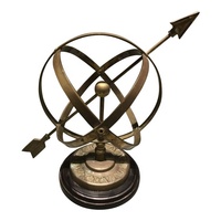 Décoratif nautique armillaire métal artisanat cadran solaire nautique sphère armillaire globe avec base en marbre à vendre