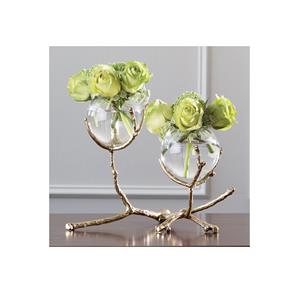 Florero de decoración Floral de escritorio, soporte de Metal dorado, floreros para boda, Base de Metal, floreros de vidrio - Product Image 1