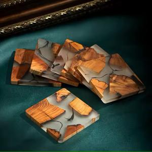 Posavasos de madera de resina epoxi ecológicos más buscados, diseño duradero, patrones personalizados, alfombrillas para el hogar y la Oficina - Product Image 6