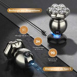 Afeitadora Eléctrica 6 en 1 para Hombre, Recortadora Rotativa de Repuesto para Uso en Seco/Húmedo con Pantalla LED, Resistente al Agua IPX7 para Aplicaciones en Autocaravanas - Product Image 6