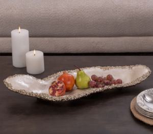 Plateau de service décoratif en métal avec bol en verre et support floral Centre de table de luxe - Product Image 4