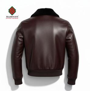 Blouson aviateur A2 pour homme, marron bordeaux |   Cuir de mouton fait main |   Aviateur classique |   Doublure en laine d'hiver décontractée |   Offrez-lui un cadeau - Product Image 2