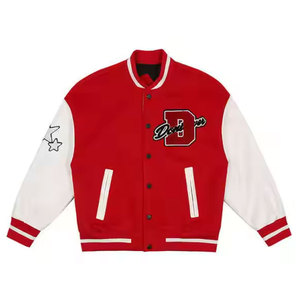 Fabricant OEM Veste universitaire en toile matelassée de haute qualité pour hommes Manches en cuir brodées en chenille Baseball personnalisé - Product Image 1