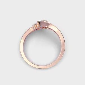 Bague de fiançailles en moissanite de laboratoire Style royal avec design floral original Bague à double rangée florale unique en or 18 carats - Product Image 5