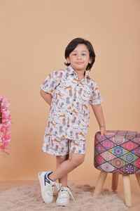 Conjunto de dos piezas de estilo indio de algodón informal para niños nuevos con patrón de animales de moda Tarifa al por mayor en conjuntos de ropa - Product Image 3