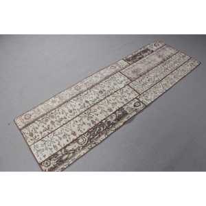 Alfombra Turca Vintage de 2,2x6,8 pies, Alfombra Marrón Abstracta de Lana - Product Image 4