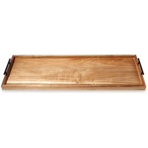 Bandeja de Servir de Madera Negra de Estilo Moderno con Asas, Diseño Floral, Multifuncional para Desayuno, Café, Fiestas, Decoración del Hogar - Product Image 3