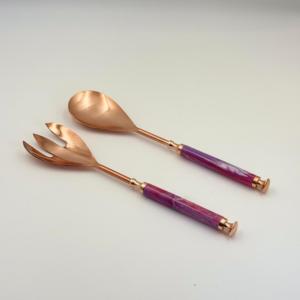 Stylish Copper Finish Stainless Steel <b>Salad</b> <b>Spoon</b> Fork Set Premium Quality Elegant Design Perfect for Luxury Dining Gifting Use - Product Image 3
